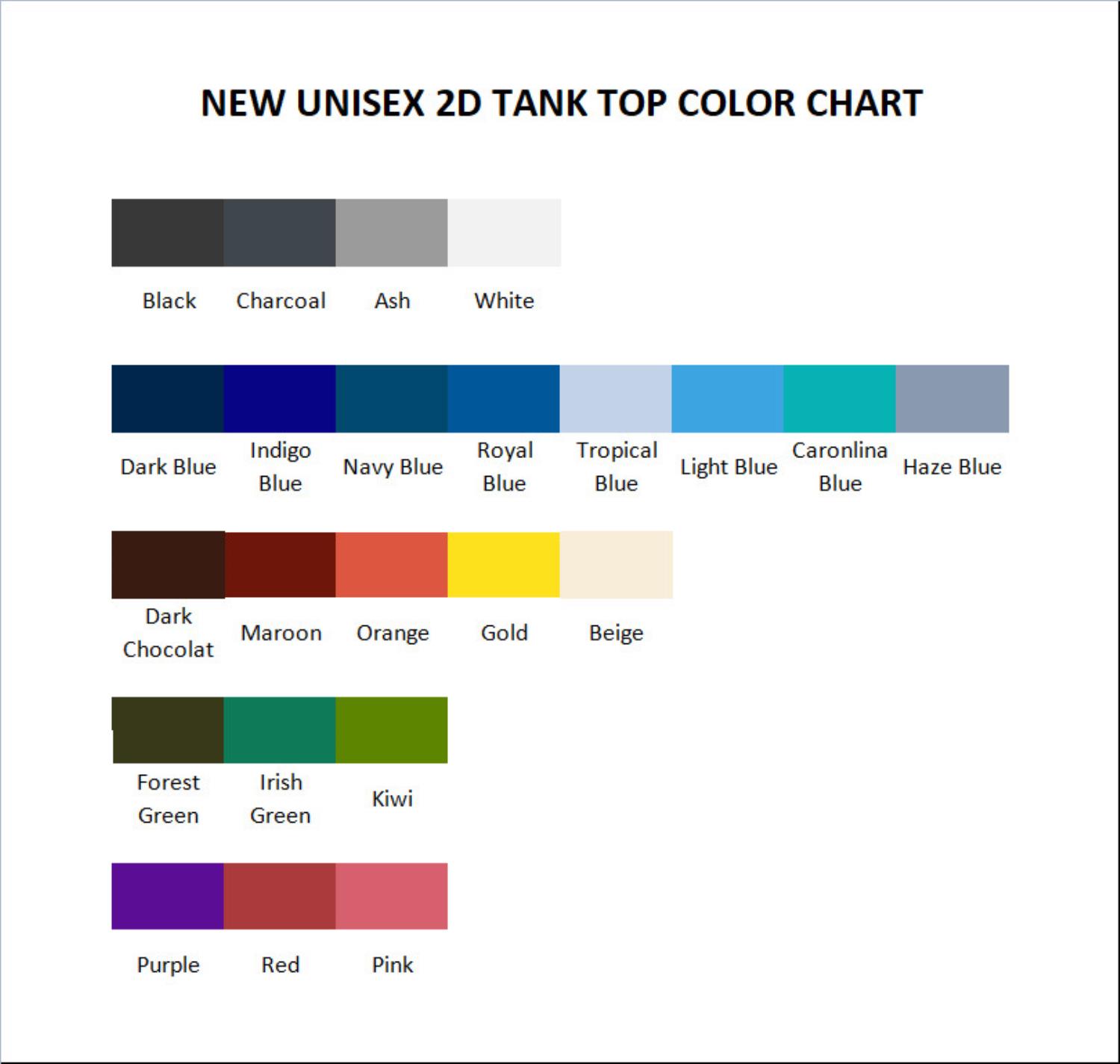 tank top color chart - Big Hero 6 Store