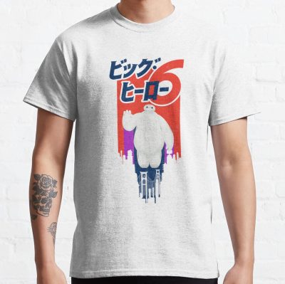 Baymax Retro Paint Streak Skyline Poster Style T-Shirt