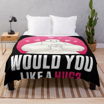 Vintage Baymax Cute Hug Heart Pose Throw Blanket
