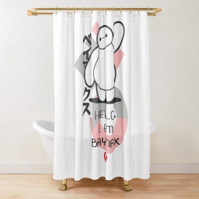 Big Hero Hello I Am Baymax Cute Kanji Shower Curtain