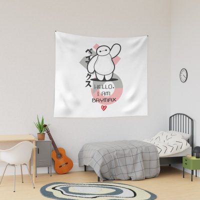 Big Hero Hello I Am Baymax Cute Kanji Tapestry